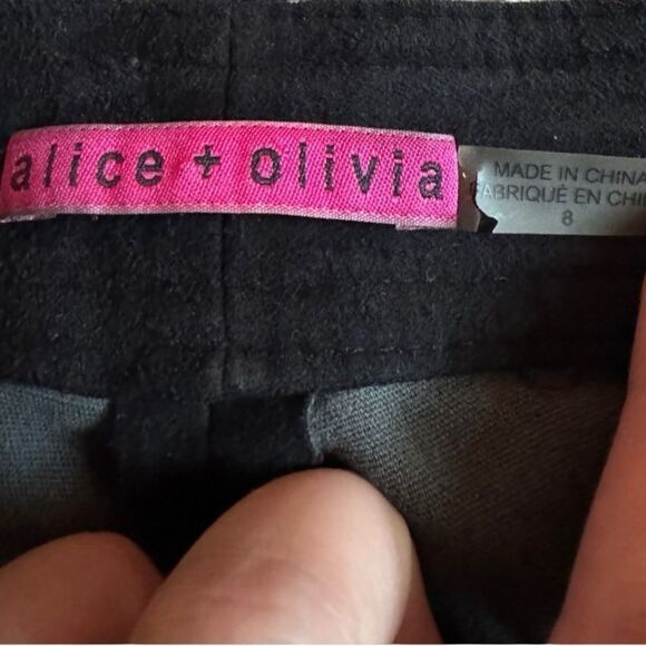 Alice + Olivia Women's Black Lamb Leather Suede Zipper Pants Size 8 - Picture 7 of 8